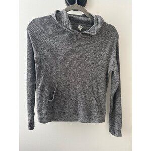 Athleta Girl Gray Ribbed Long Sleeve Hoodie Sweater Wrap Back M 8-10 Modal/Polye